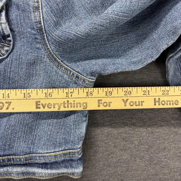 G Star Jeans Denim Jacket Womens Large Blue Cropped Button Front Embroidered - Picture 4 of 8